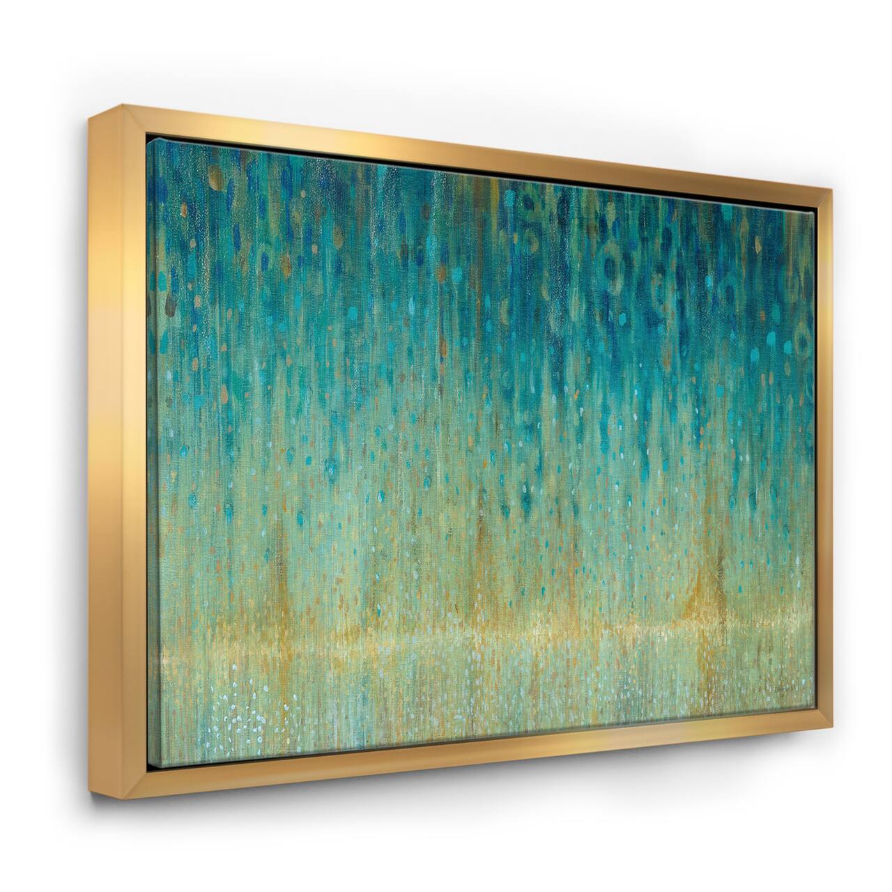 Designart - Rain Abstract Panel - Modern & Contemporary Canvas in Gold Frame